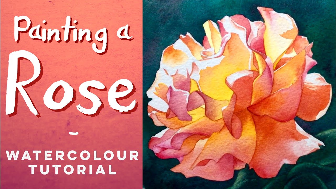 How to paint a Rose in watercolour // Watercolor painting flowers