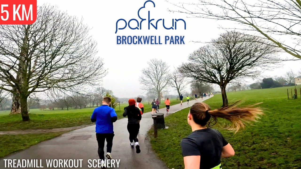 Brockwell Park parkrun 5 KM Treadmill Workout Scenery | Virtual Run / Walk ASMR | Herne Hill London