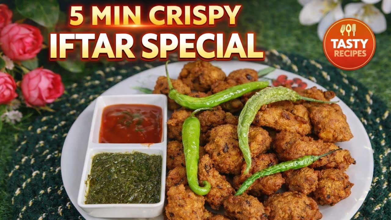  5 Minute Crispy Masoor Dal Pakora Recipe | Instant Iftar Special Snack | Super Crunchy & Easy!
