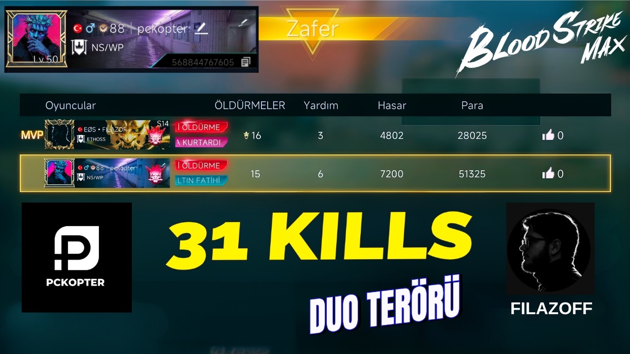 31 KILL DUO TERÖRÜ! 🔥 BLOOD STRIKE’ta FILAZOFF İLE LOBİYİ SİLDİK