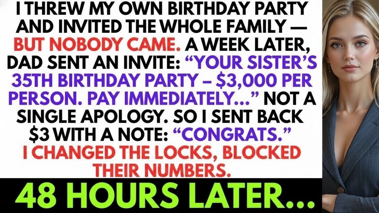 My Parents Said: “Your Sister’s Birthday Party – $3,000 Per Person. Pay Immediately...!” So I...