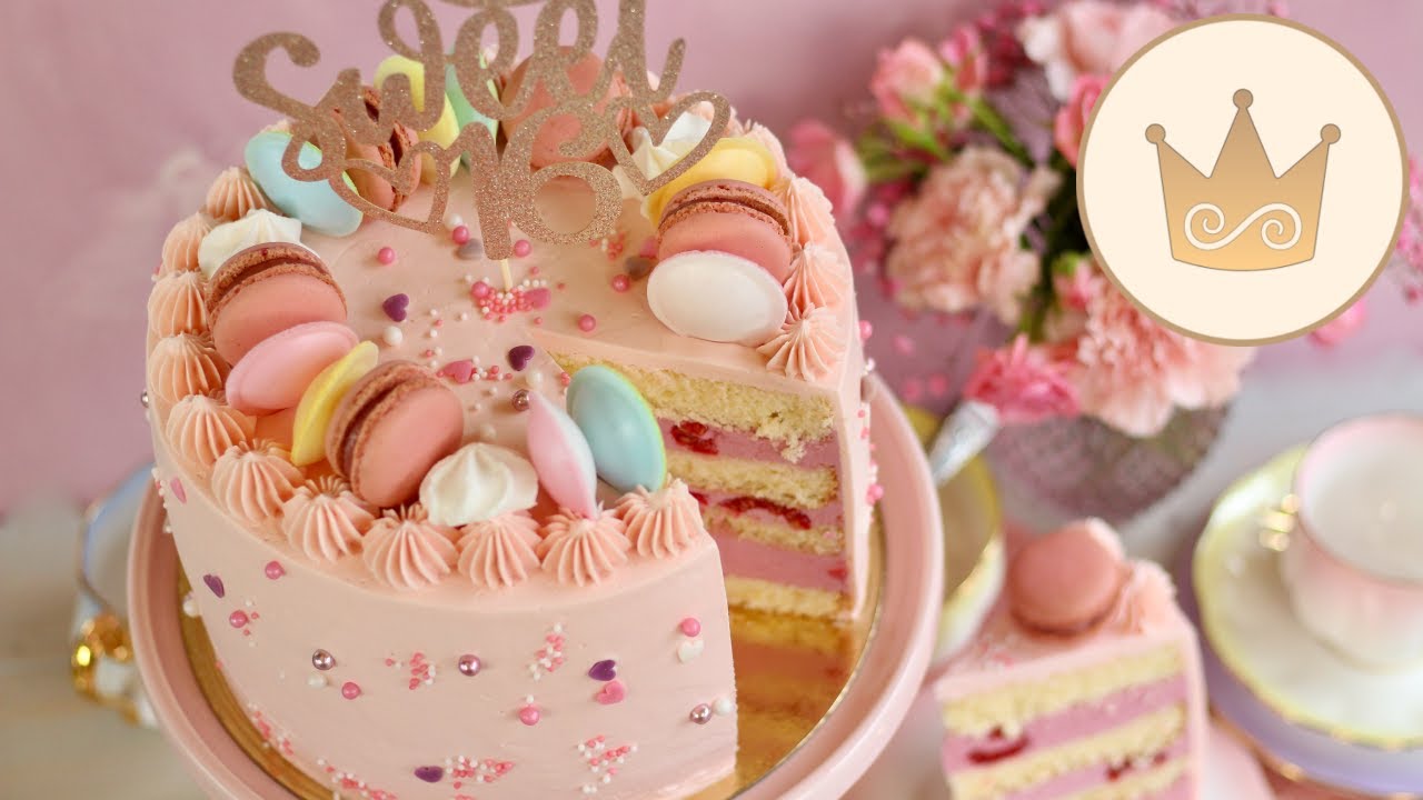 ZAUBERHAFTE GEBURTSTAGSTORTE!😍HIMBEERTORTE SWISS MERINGUE BUTTERCREME/SWEET 16 REZEPT SUGARPRINCESS