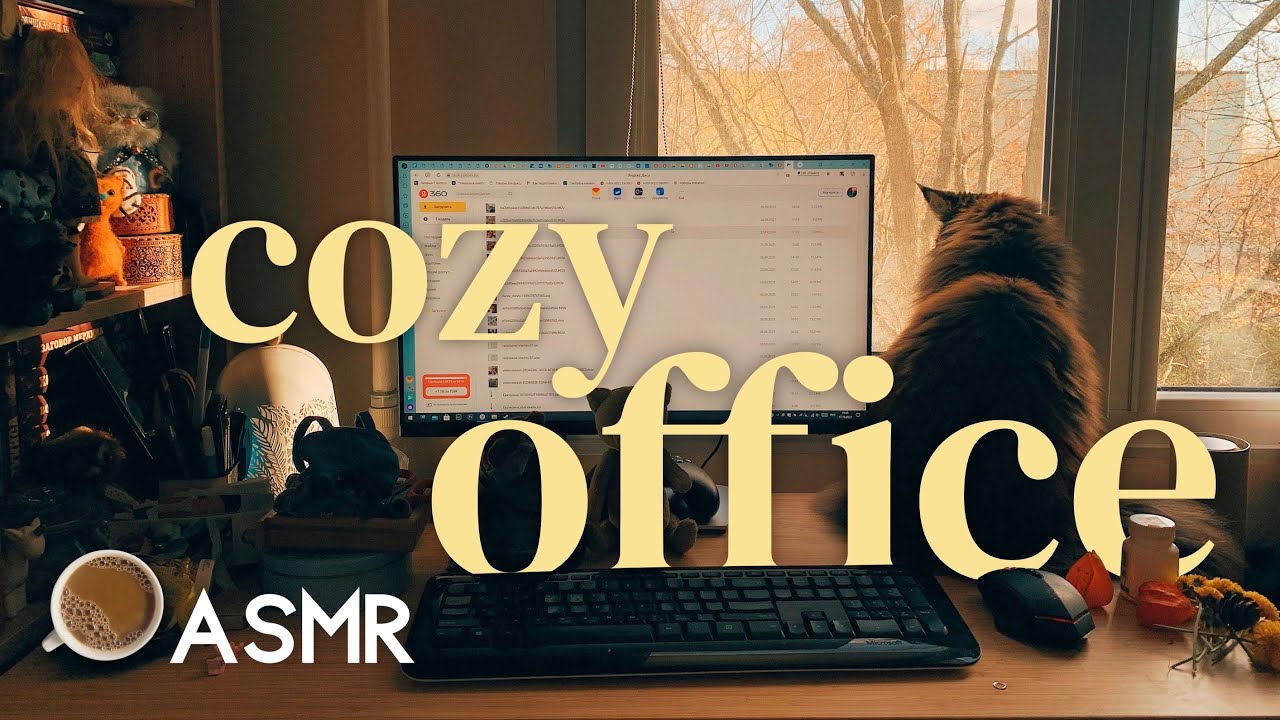 Cozy Office ASMR Ambience But Your Cat Won't Leave You Alone