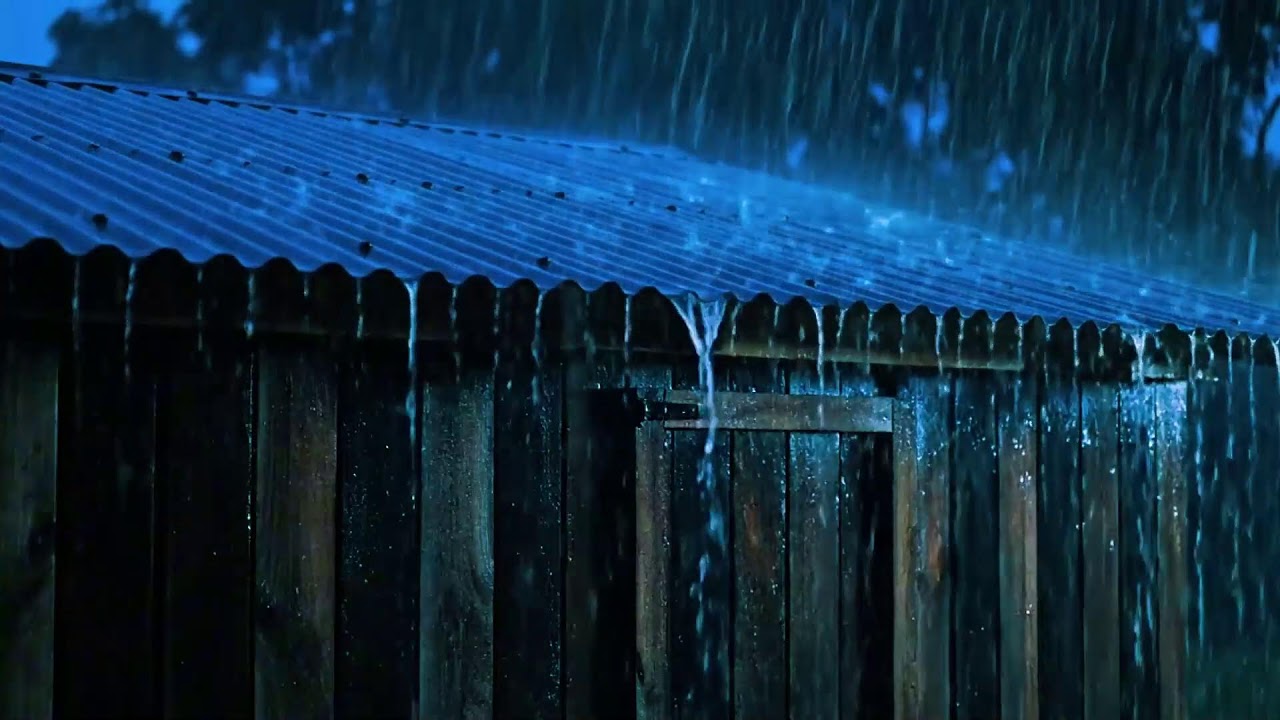 Quiet Night Heavy Rain on Metal Roof with Distant Thunder | Relaxing ASMR for Sleep