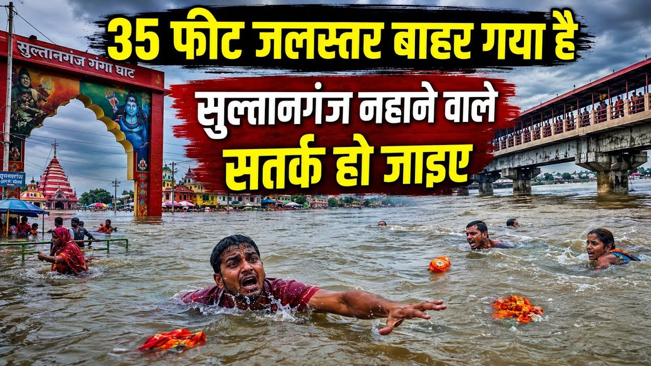 सुल्तानगंज डूब गया पूरी तरीका से / 35 फीट जलस्तर सुल्तानगंज का बाहर गया है//Sultanganj ka new update