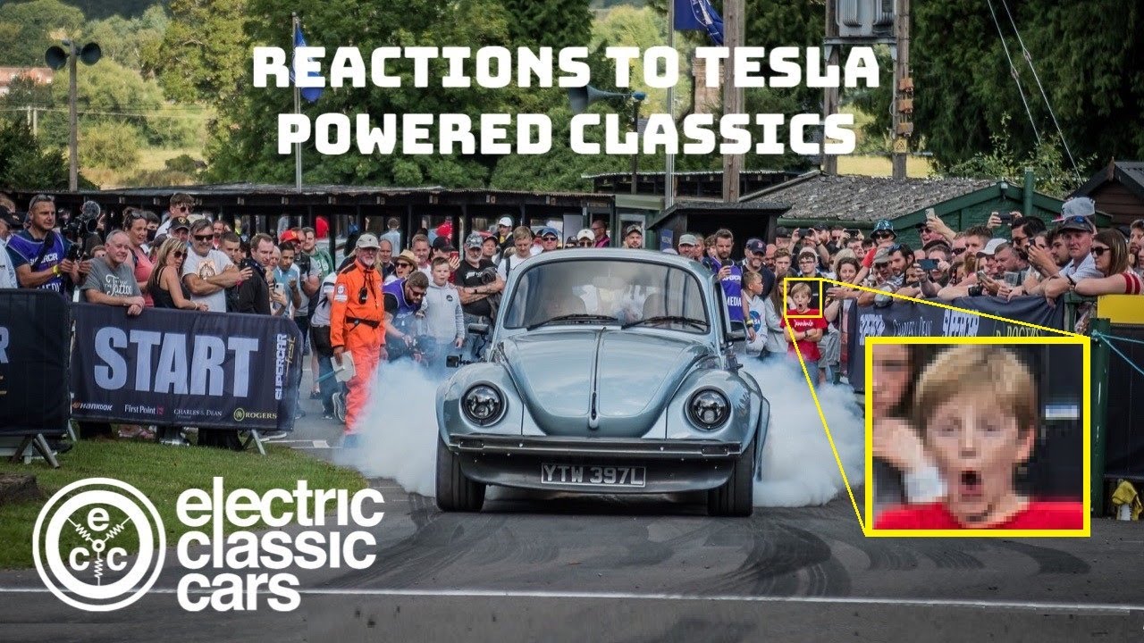 TV and Youtube stars react to driving electric classic cars.