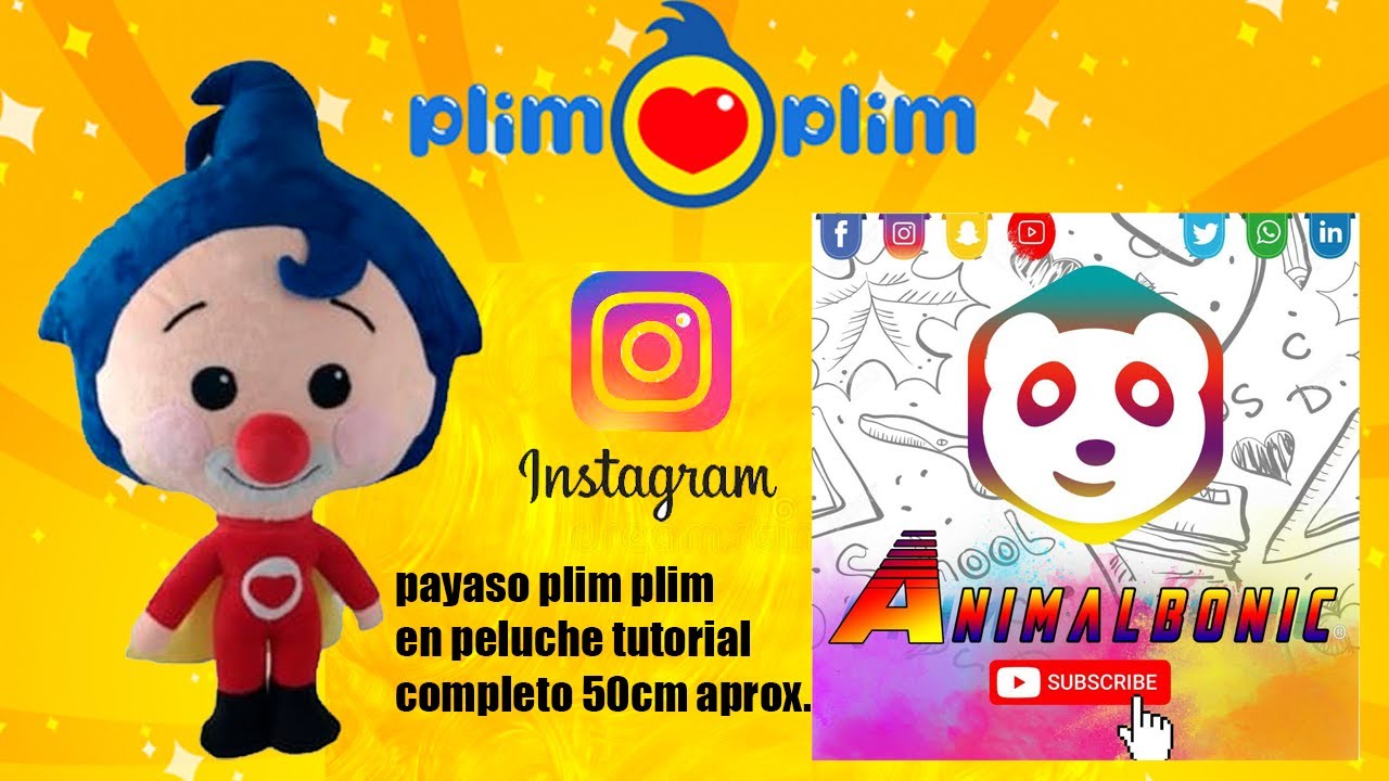 Payaso plim plim en peluche//tutorial completo//paso a paso fácil y rápido no te lo pierdas