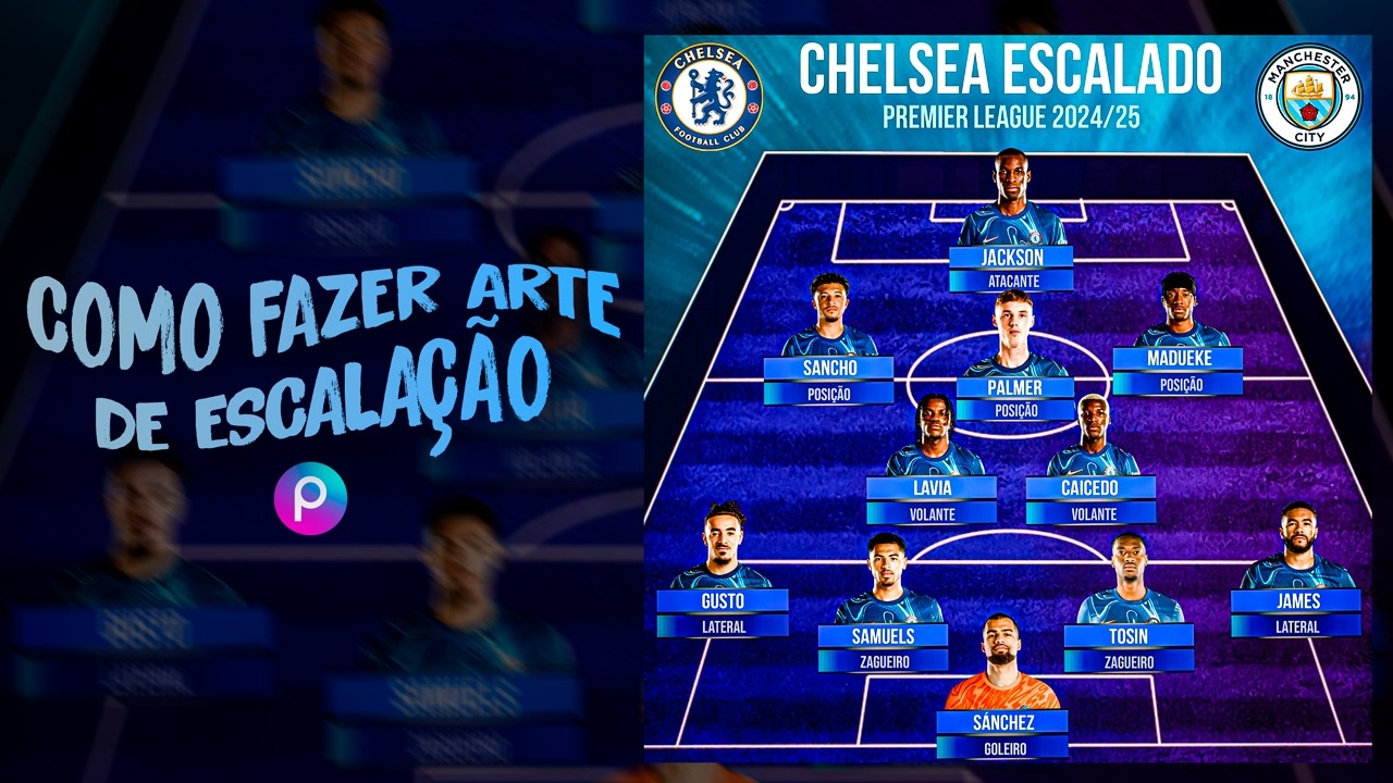 Como fazer Arte de Escalação Campo para jogos de Futebol - Line-up Football Soccer Edit | PicsArt