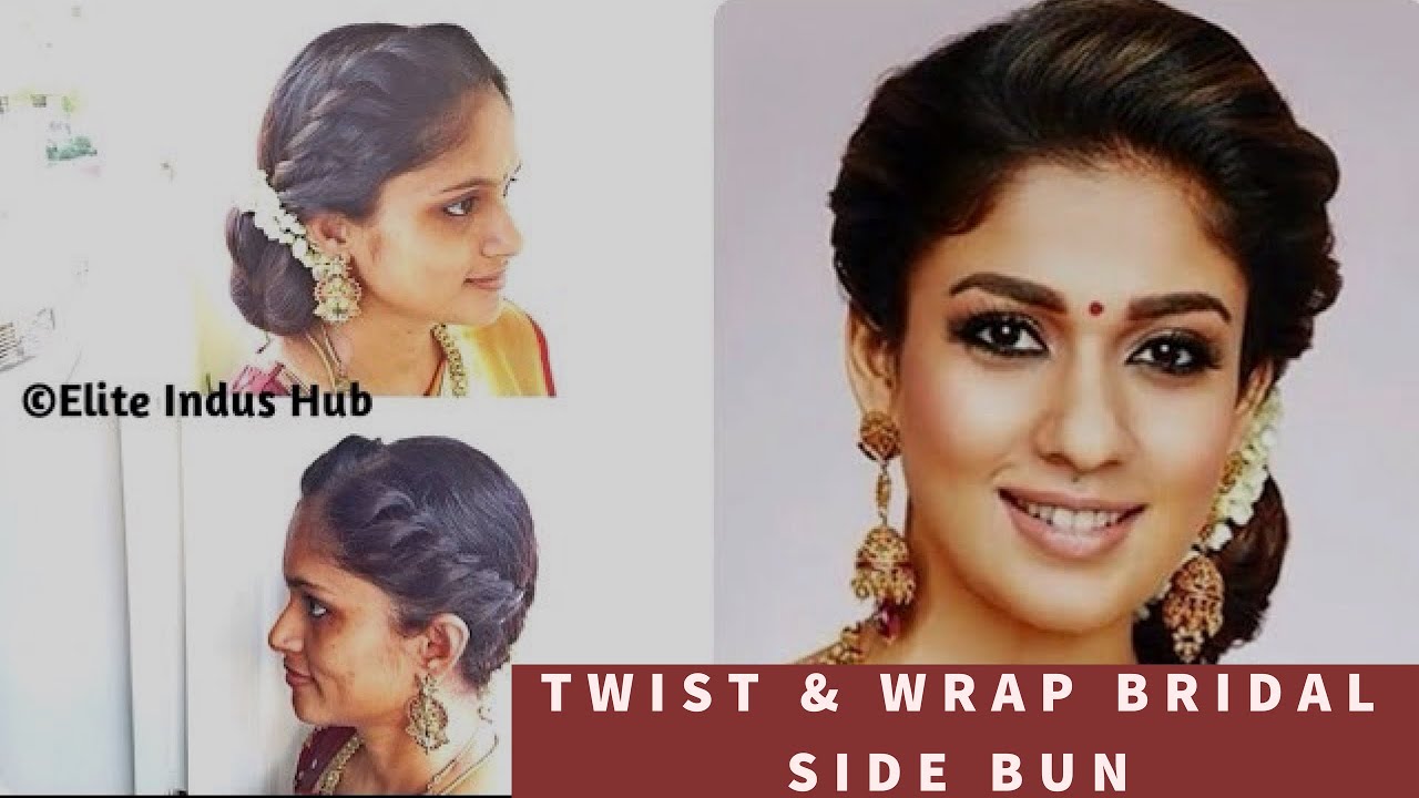 DIY Twist & Wrap Bridal side bun | Nayanthara Hairstyle | Easy Indian Bridal Hairstyle