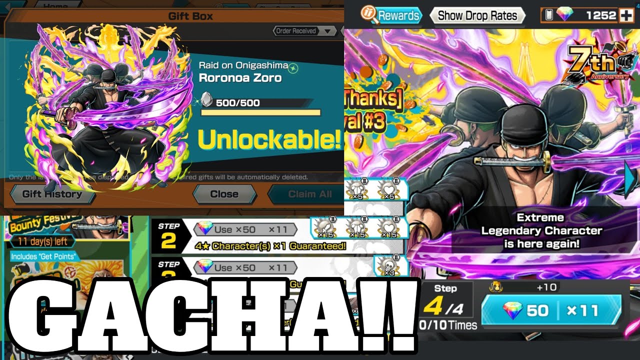 Gacha Zoro EX 1700 RD Guaranteed 🔥ONE PIECE BOUNTY RUSH [ KuRo OP ]