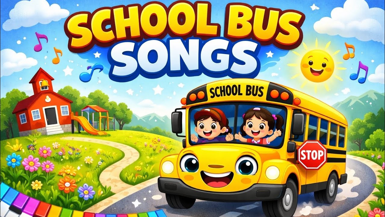 Wheels on the School Bus Go Round & Round 🚌 | Fun Kids Cartoon Song