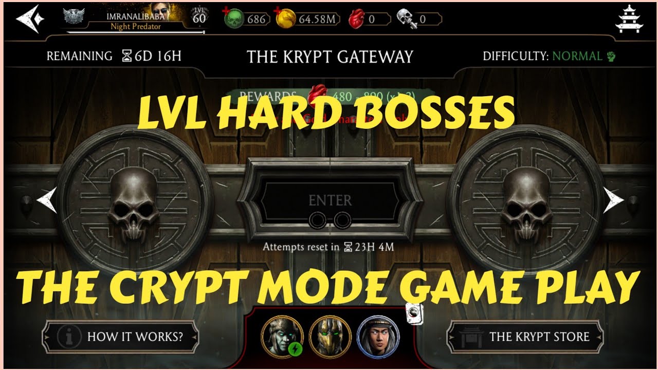 Krypt Mode Game Play | Level Hard Bosses | Mortal Kombat Mobile