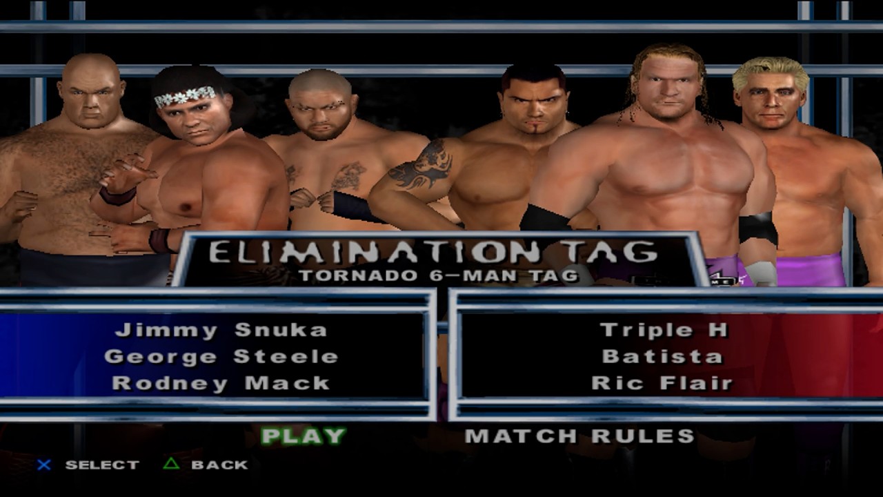 WWE SD! HCTP - JimmySnuka,GeorgeSteele,RodneyMack VS TripleH,Batista,RicFlair (ELIMINATION TAG)