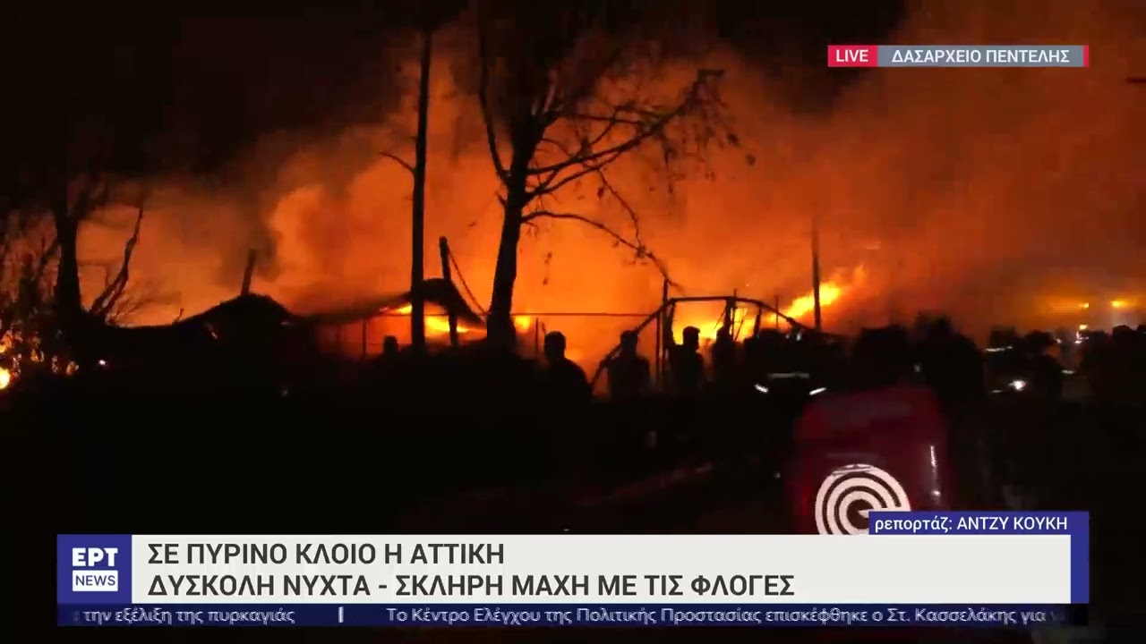 Σε πύρινο κλοιό η Αττική: Δύσκολη νύχτα - Σκληρή μάχη με τις φλόγες | 12/8/2024 | ΕΡΤ