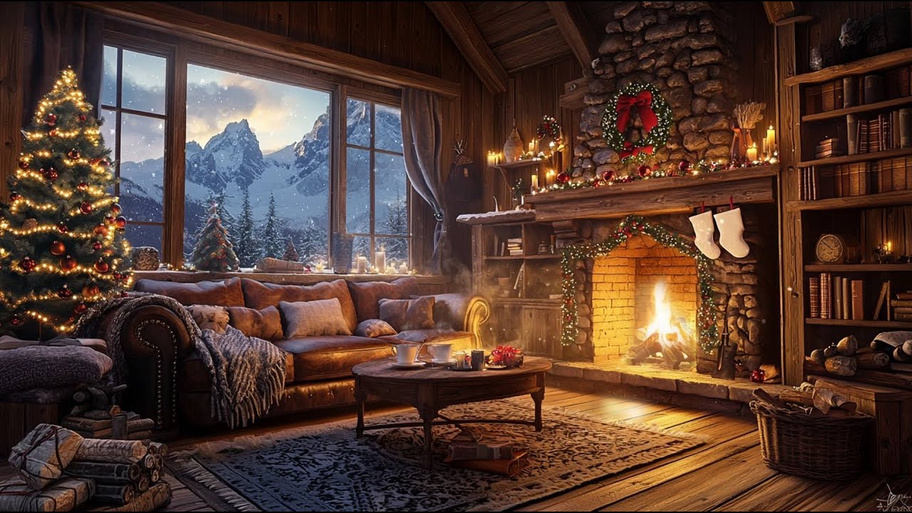 Winter Jazz Night ❄️ | 4K Snowing Christmas Jazz Music for Relaxation