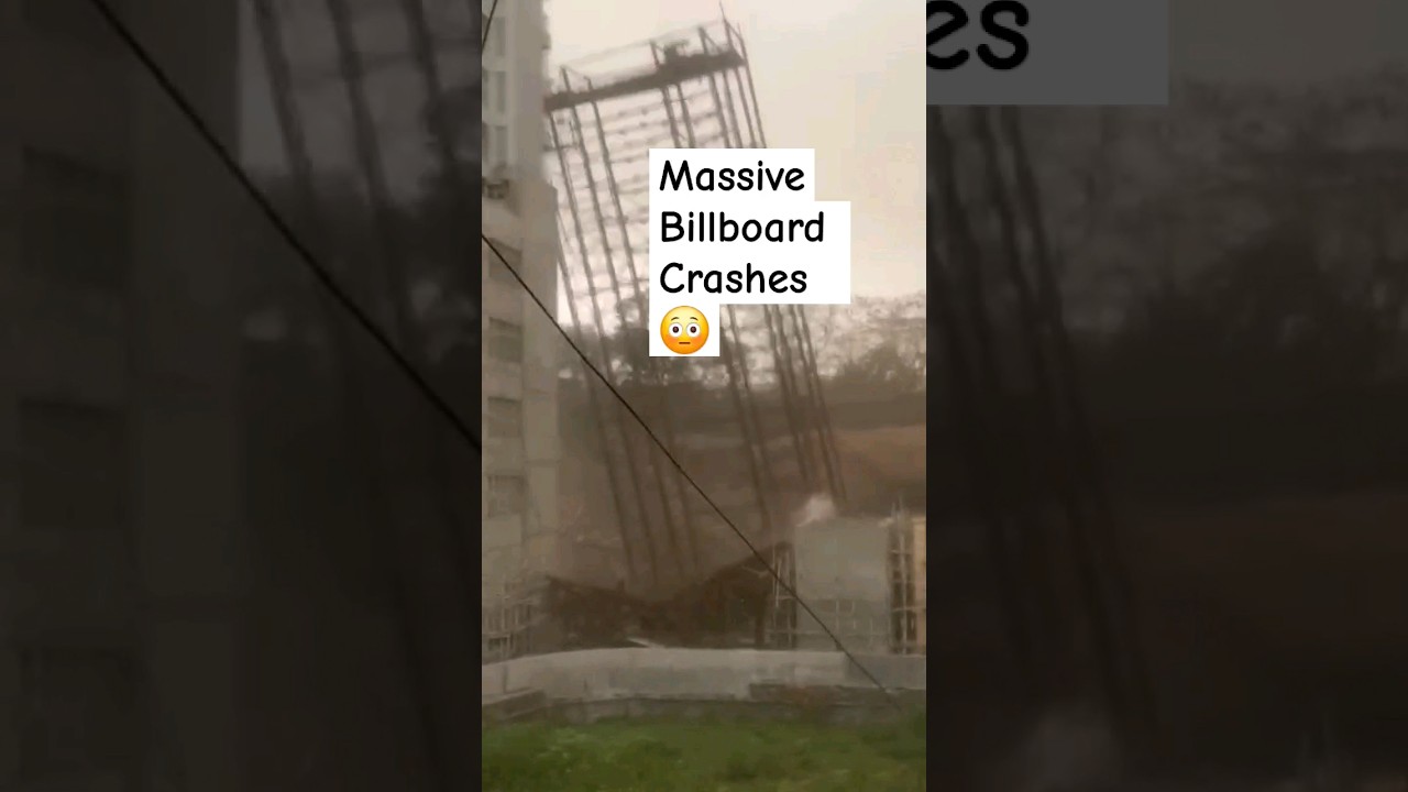 Massive billboard collapses 😟 #latestnews #viral #trending #explore #ytshorts #shorts