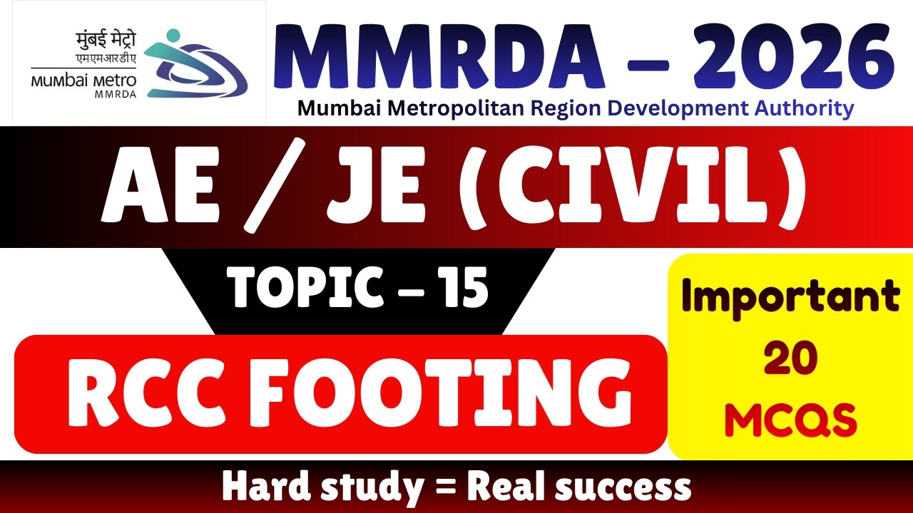 RCC Footing MCQS | MMRDA JE Civil MCQS Notes 2026 | MMRDA Civil Engineer MCQS 2026 | MMRDA AE Civil