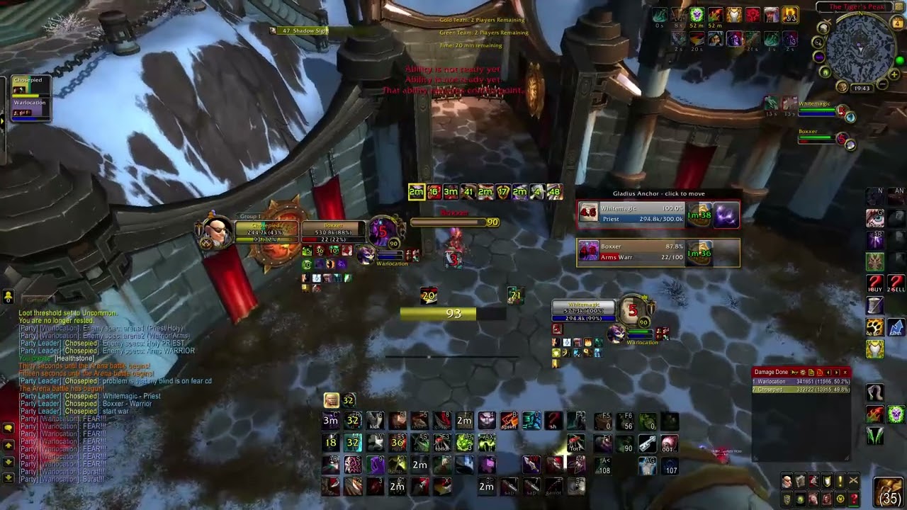 SMOKEBOMBED (Rogue/Lock vs War/HPriest 2v2 Arena Classic MoP)
