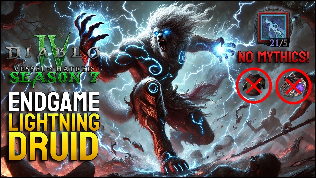 THUNDERGOD! 🐺⚡Diablo 4 Season 7 Endgame Lightning Storm Druid Build Guide