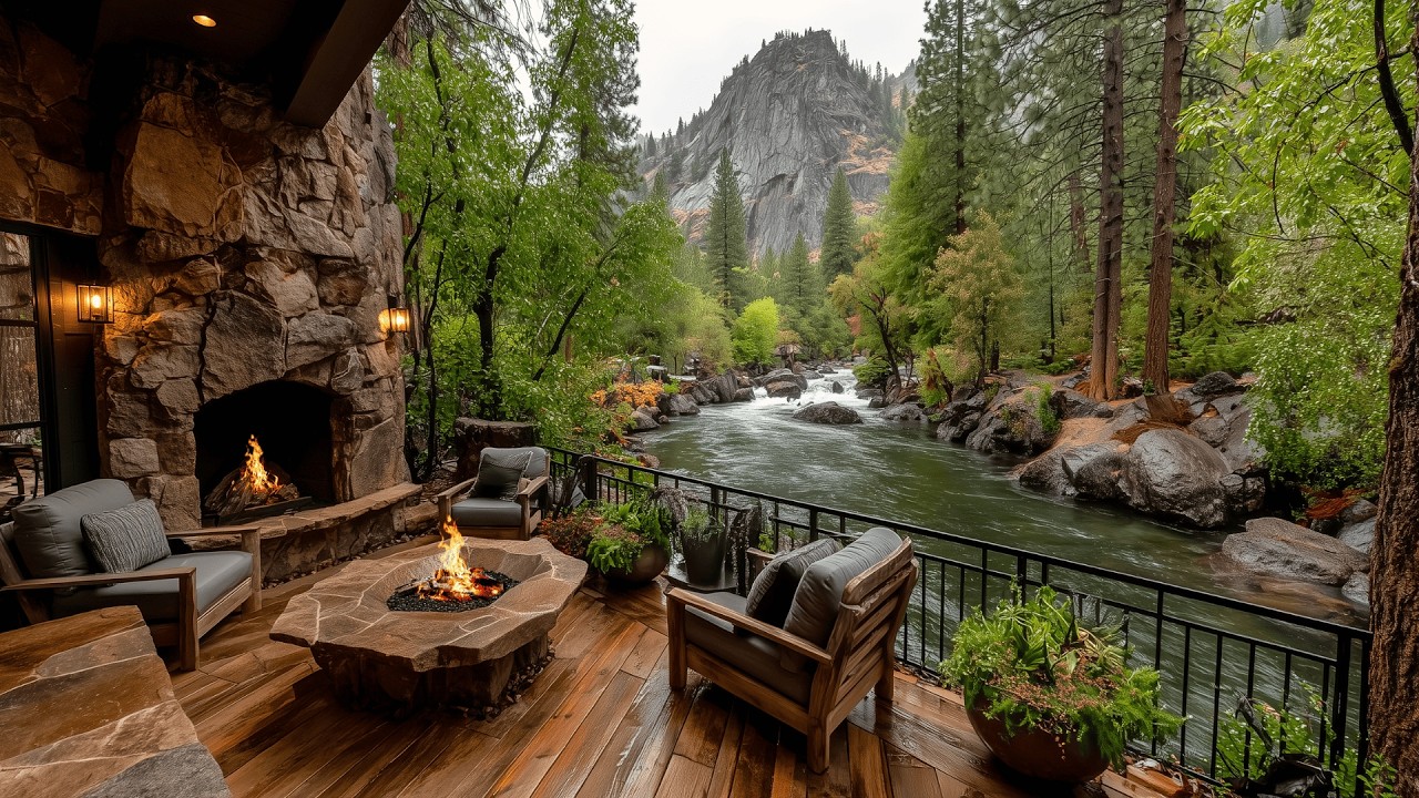 Instant Calm: Spring Riverside Porch Campfire & Bird Sounds Ambience