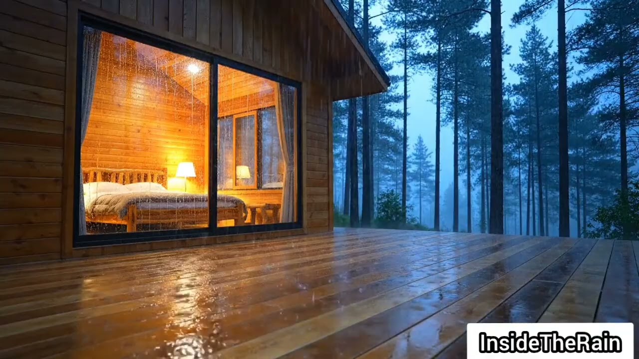 Rainy Forest Cabin at Night – Cozy Bedroom Ambience for Deep Sleep & Relaxation