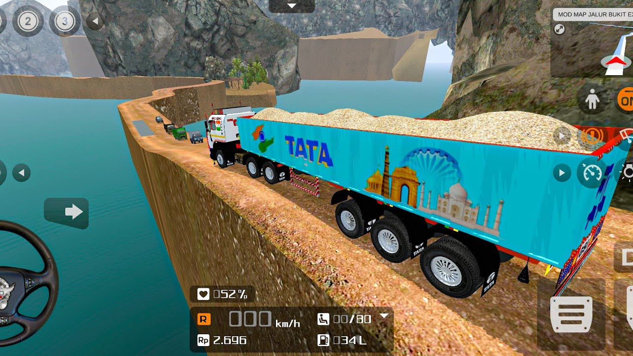 TATA Tipper 22 Wheels Truck Driving heavy offRoad Drive bus Simulator indonesia Gameplay