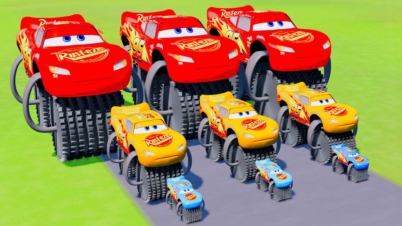 Big & Small McQueen Saw VS Train | BeamNG.drive