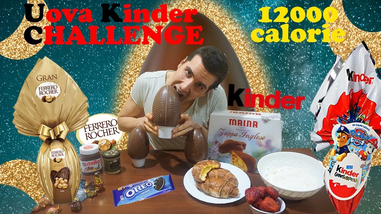 KINDER UOVA CHALLENGE - (12000 calorie) con rinforzo di 1KG di COLOMBA DI PASQUA- MAN VS FOOD