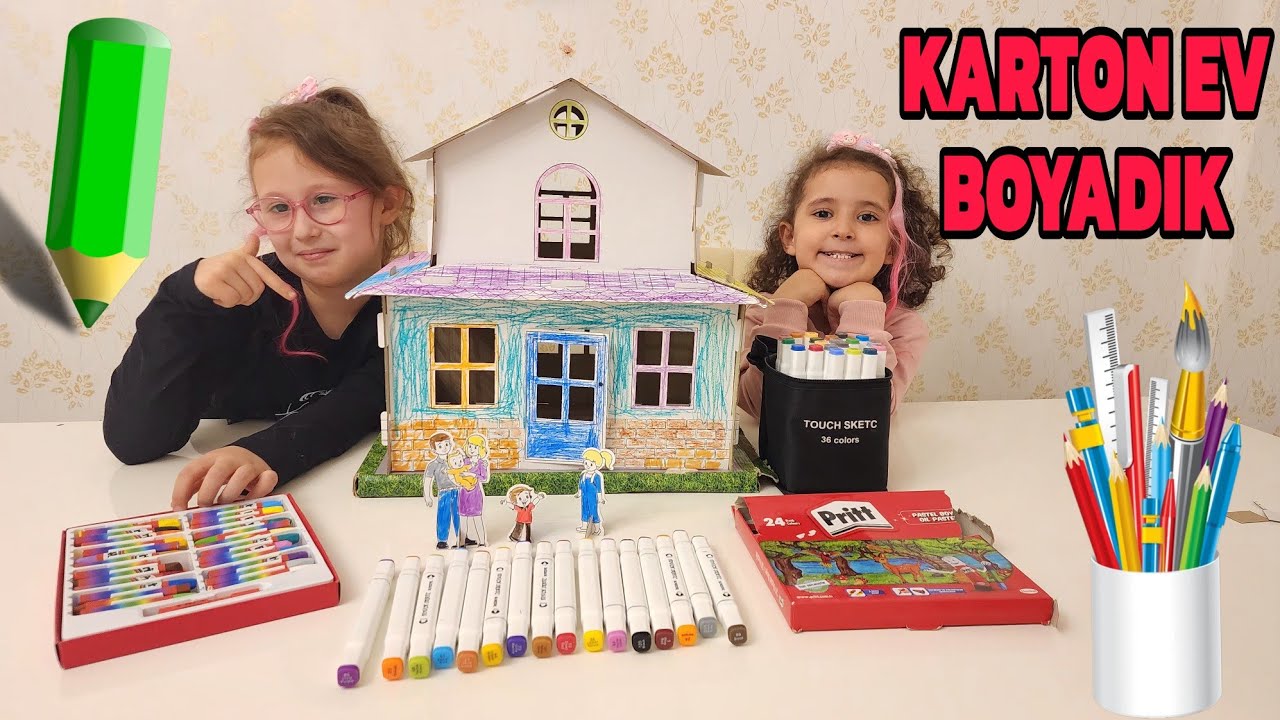 BAHAR VE BANU ALYA İLE KARTON EV BOYADIK BAKIN NASIL OLDU ?  ماما جابت بيبي - جنى مقداد | طيور الجنة