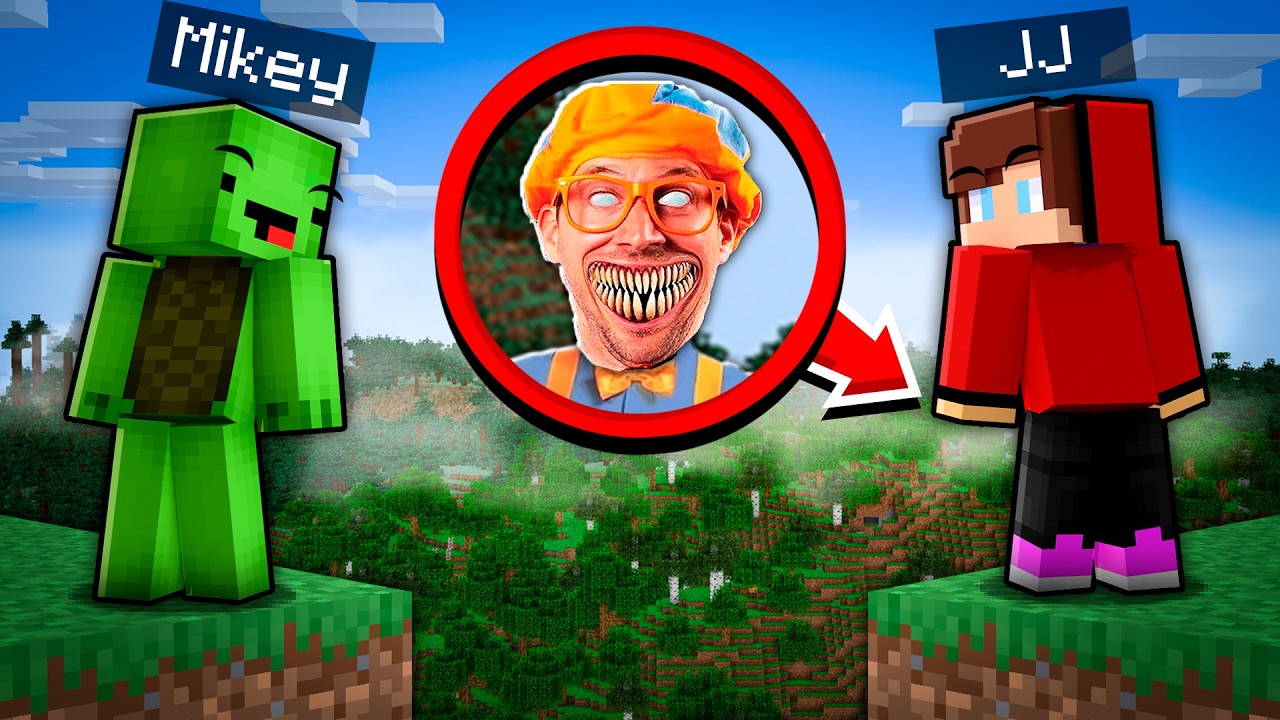 How JJ and Mikey Spotted BIGGEST SCARY BLIPPI.EXE in The Distance in Minecraft! - Maizen