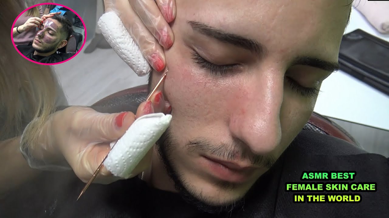 ASMR BEST FEMALE SKIN CARE IN THE WORLD & FACIAL THERAPY & face, nose, sleep massage #femaleskincare