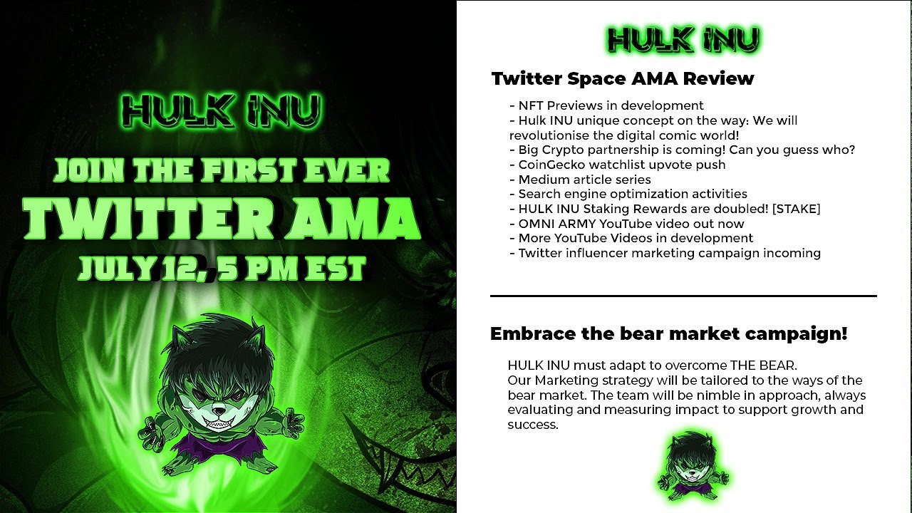 HULK INU'S FIRST EVER TWITTER AMA