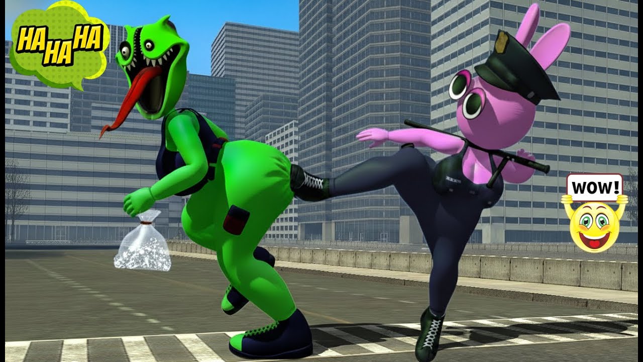 PINKI POLICE SPRUNKI FALLS IN LOVE WITH MISS HUNGRY WORM I AM BEING PUNISHED IN GARRY'S MOD