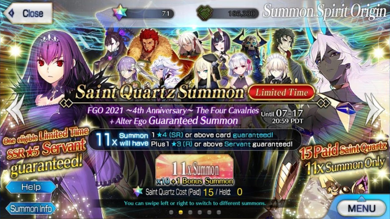 Fate/Grand Order [NA] - 4th Anniversary Gacha Rolls
