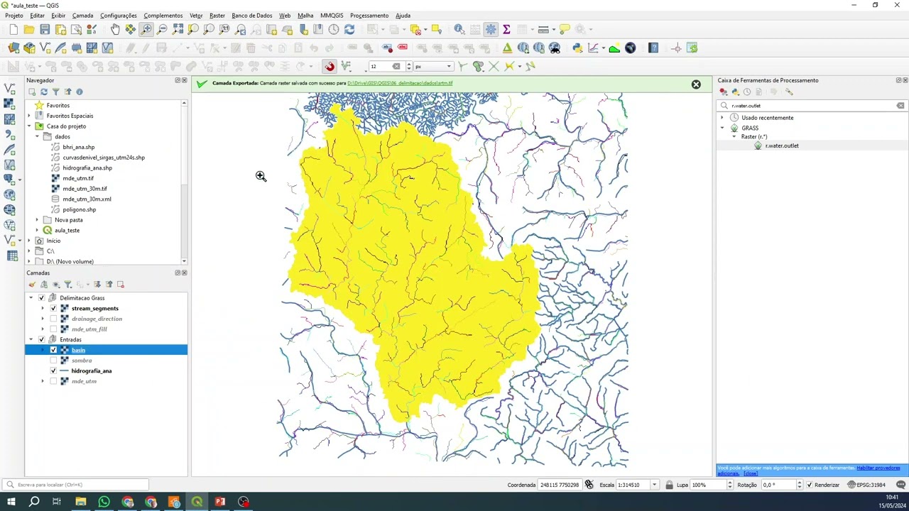 Delimitação de bacias hidrográficas no QGIS
