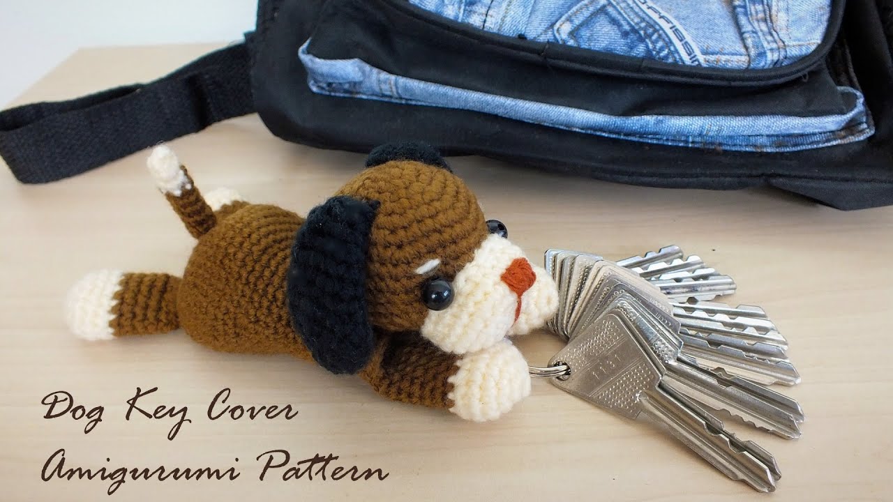 Dog Key Cover Amigurumi : Crochet Pattern แพทเทิร์นโครเชต์ที่ครอบพวงกุญแจหมาน้อย