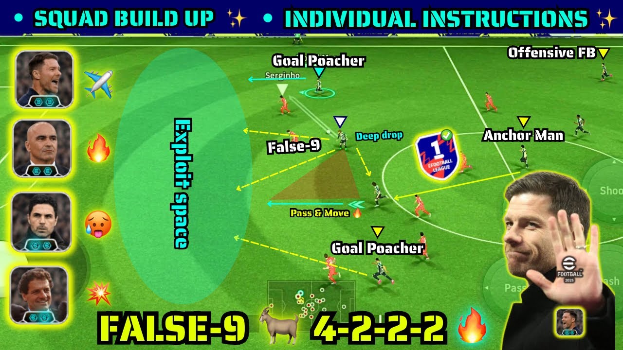 False-9 OP 4-2-2-2 🥵🔥 Long Ball Counter Best Formation eFootball 26 | New Xabi Alonso Linkup Tactics