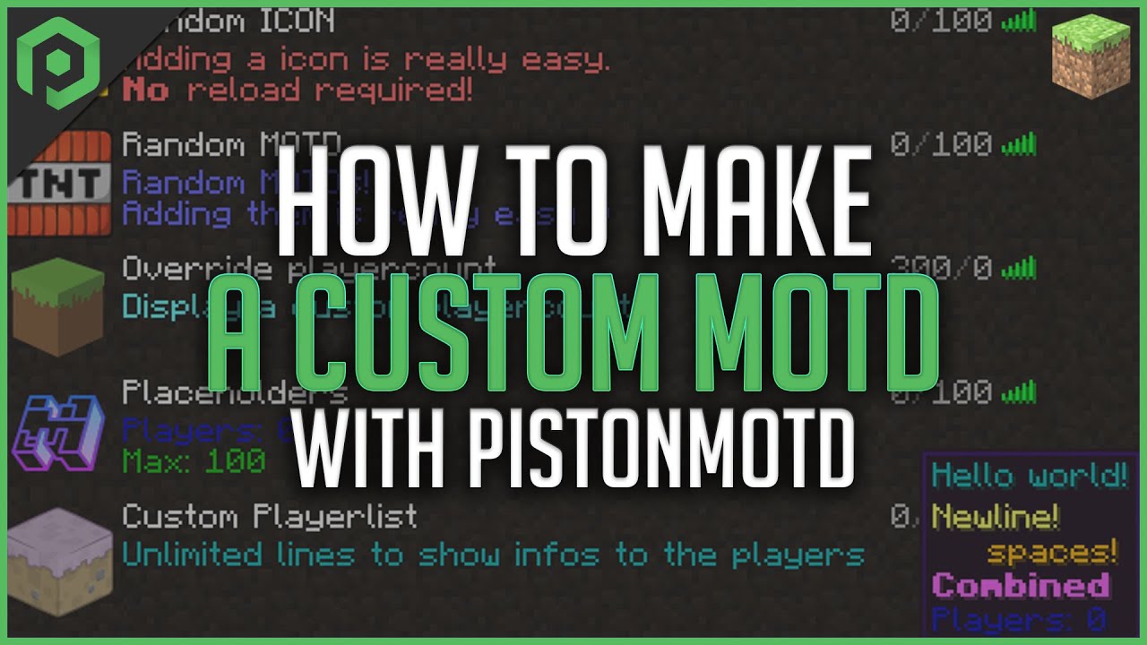 Как создать собственный MOTD с помощью PistonMOTD