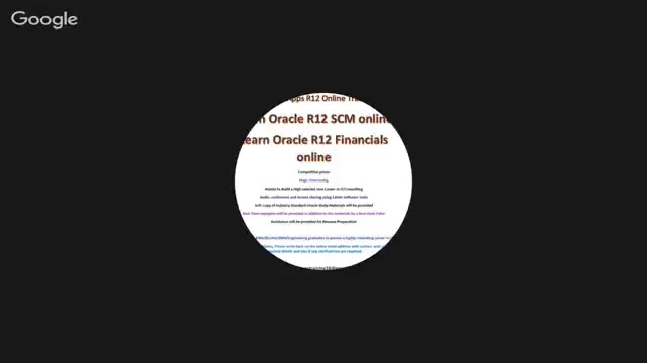 Oracle R12 Online Training