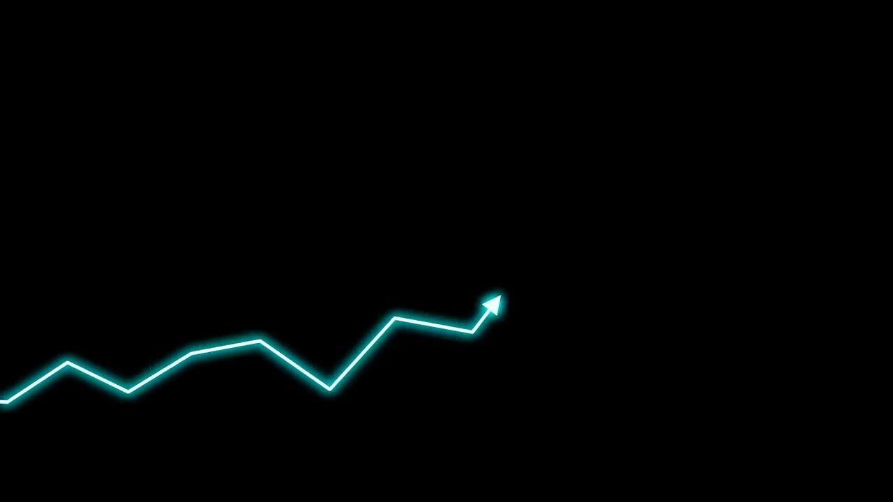 moving down to up side growth arrow animation in blue bright neon light.