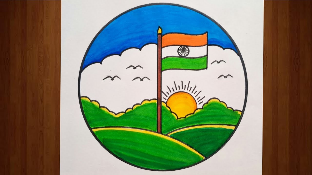 Republic Day Drawing with pencil sketch | Happy republic day easy drawing with heart step by step 