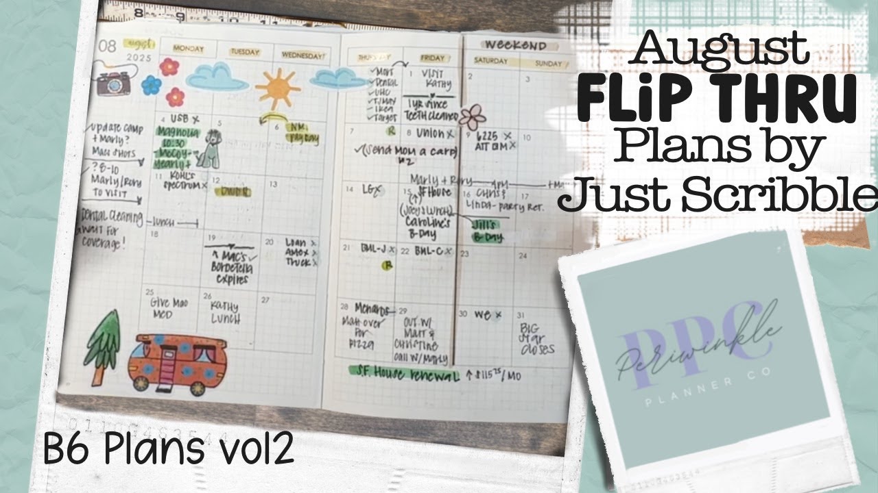 AUGUST 2025 flip-thru | B6 Plans by Just Scribble | Sneak Peek of new etsy products!!