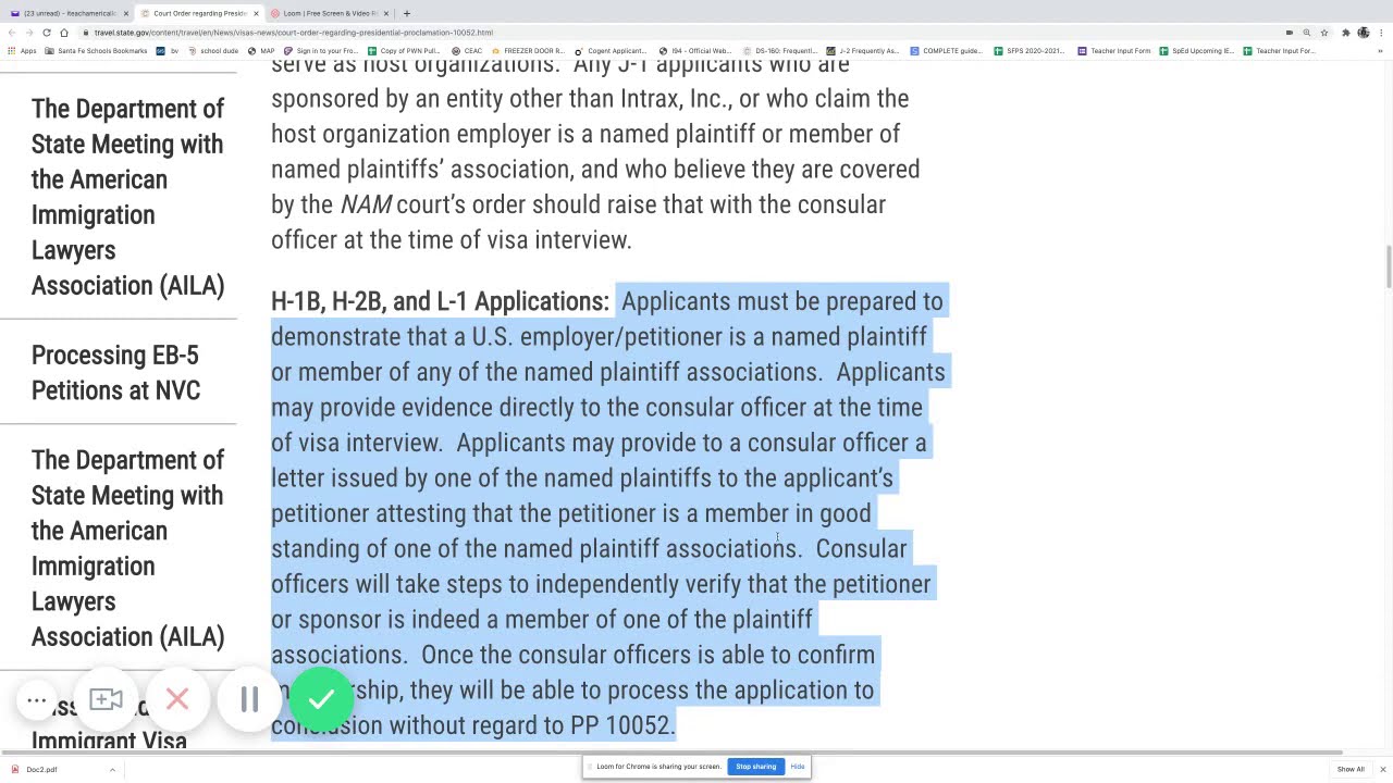 Court Order regarding Presidential Proclamation 10052