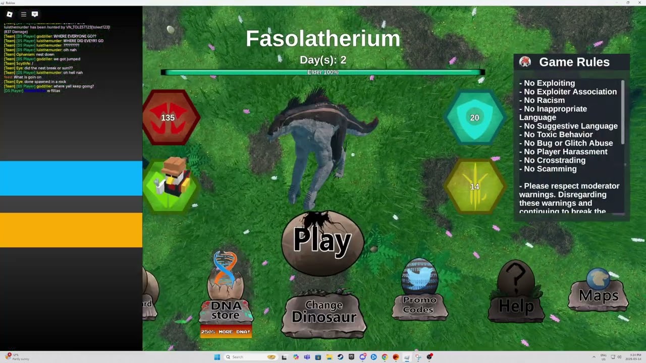 Dinosaur Simulator war: war against random ppl