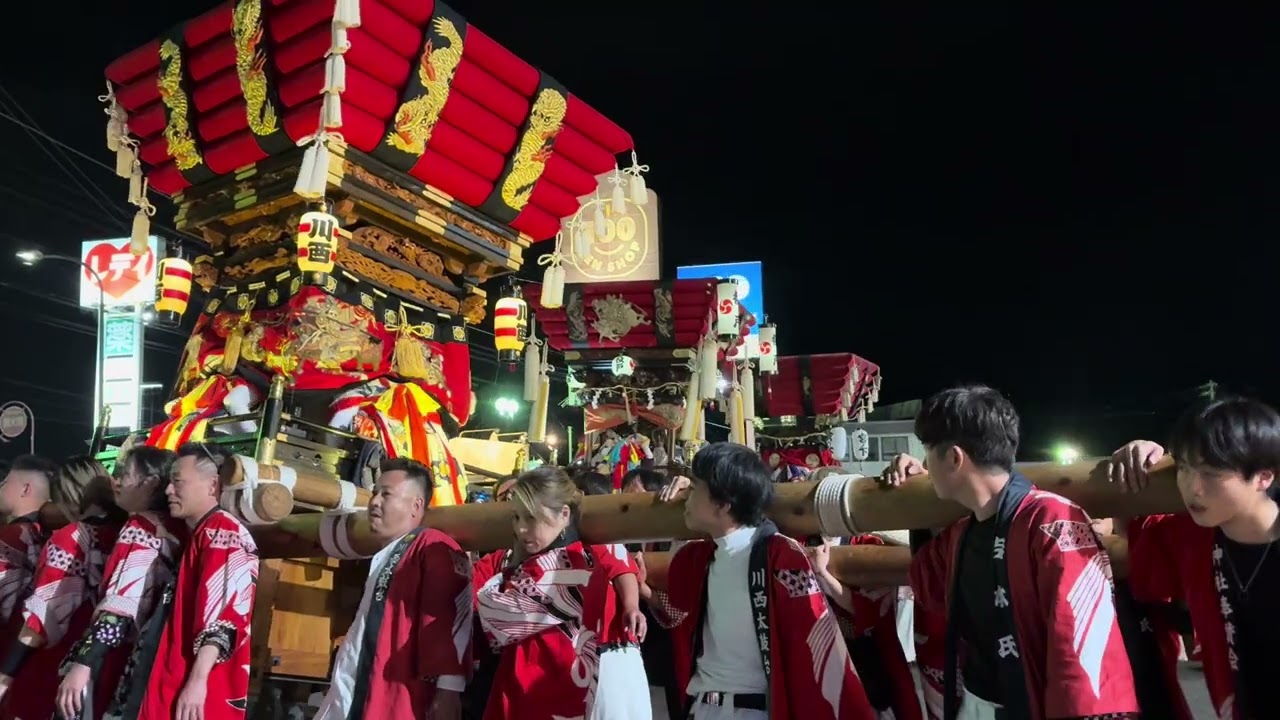 2025.10.11【白羽神社 秋祭り 宵祭り コープ牟礼店】　　　川西 ・役戸・宮ノ下太鼓台