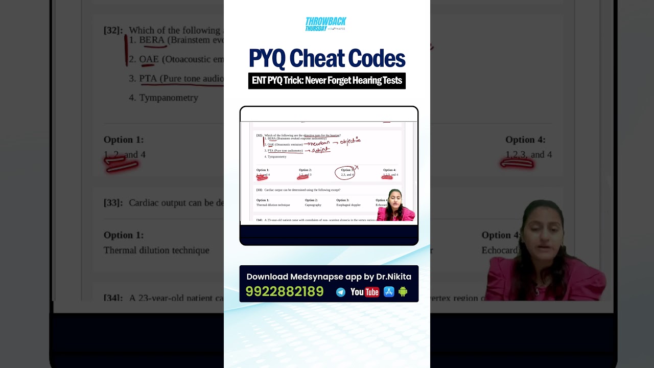ENT PYQ Trick Never Forget Hearing Tests | FMEG, INICET, NEET PG