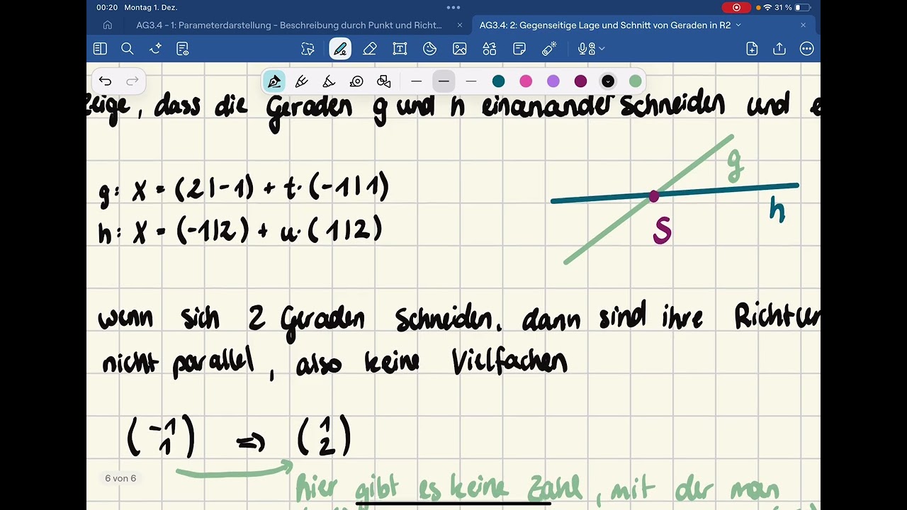 AG3.4: 2.2: Schnittpunkt zweier Geraden ermitteln