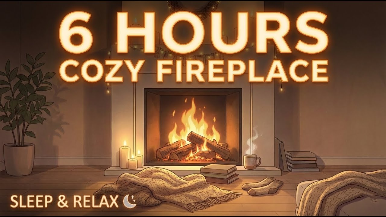 🔥 6 HOURS Cozy Fireplace with Crackling Fire Sounds 💤 Relaxing Ambiance for Sleep