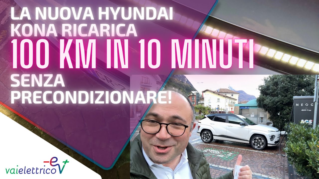 La NUOVA HYUNDAI KONA RICARICA 100 km in 10 MINUTI, senza PRECONDIZIONAMENTO della BATTERIA