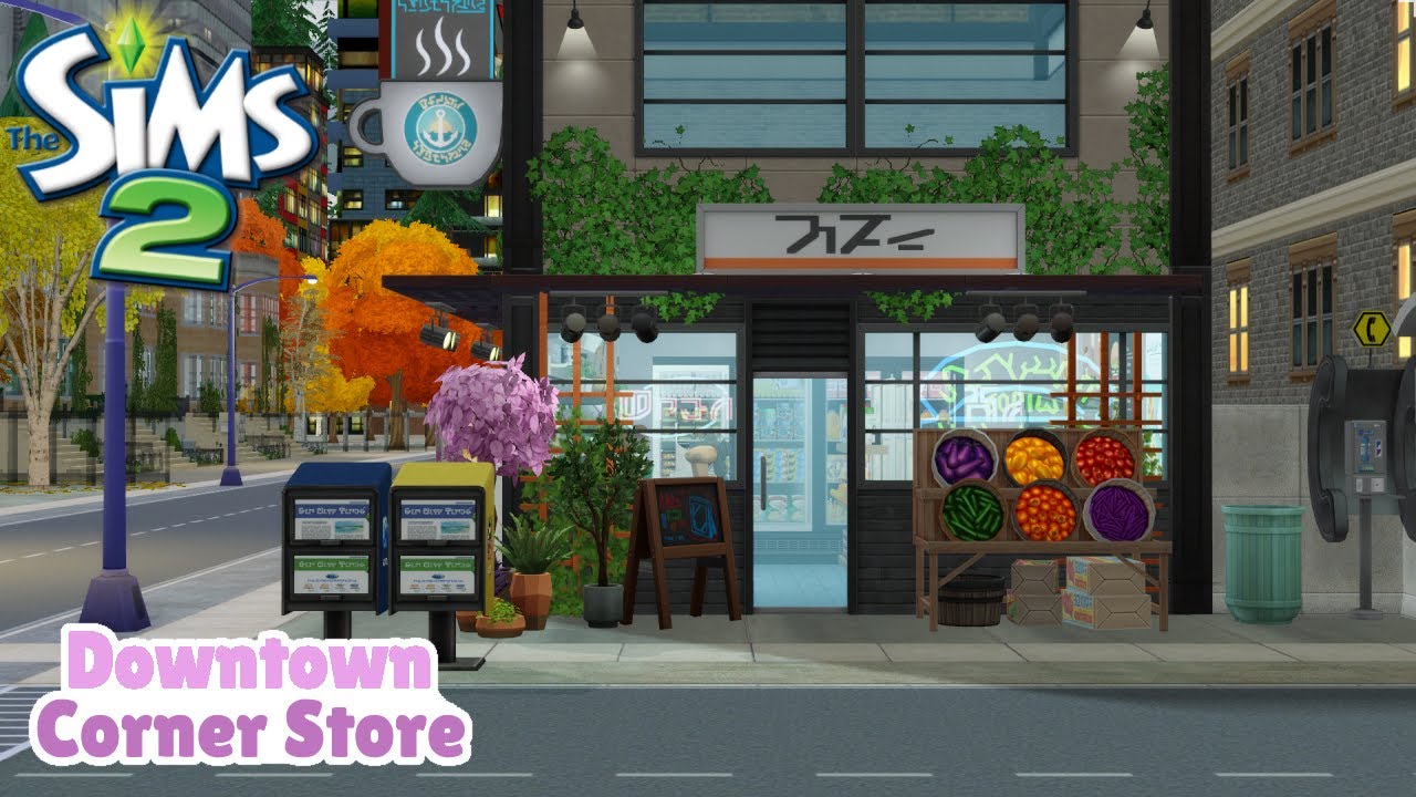 🏪 Downtown Corner Store 🏙️ | Sims 2 Community Lot Speed Build | TS2 Decorate With Me